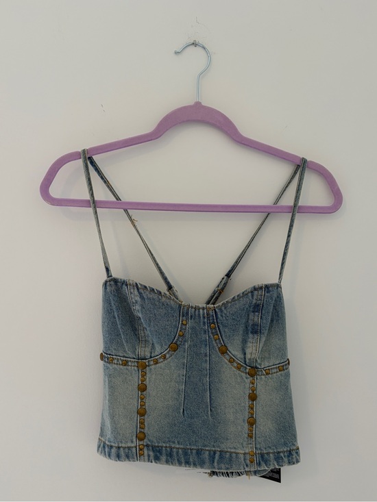 Forever 21 Tops - NWT Forever 21 Light Blue Denim Studded Bustier Camisole